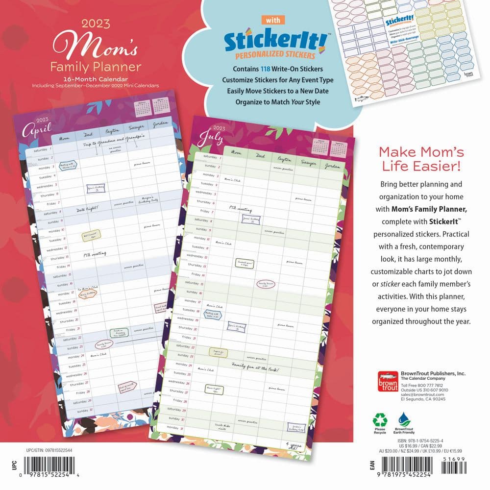 Moms Family Planner 2023 Wall Calendar - Calendars.com