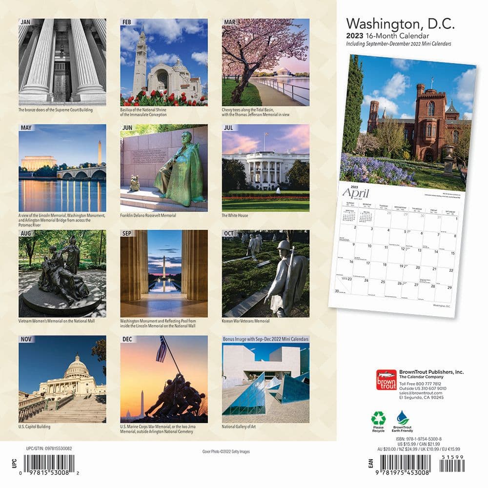 Washington DC 2023 Wall Calendar - Calendars.com Washington DC 2023 Wall Calendar - Calendars.com