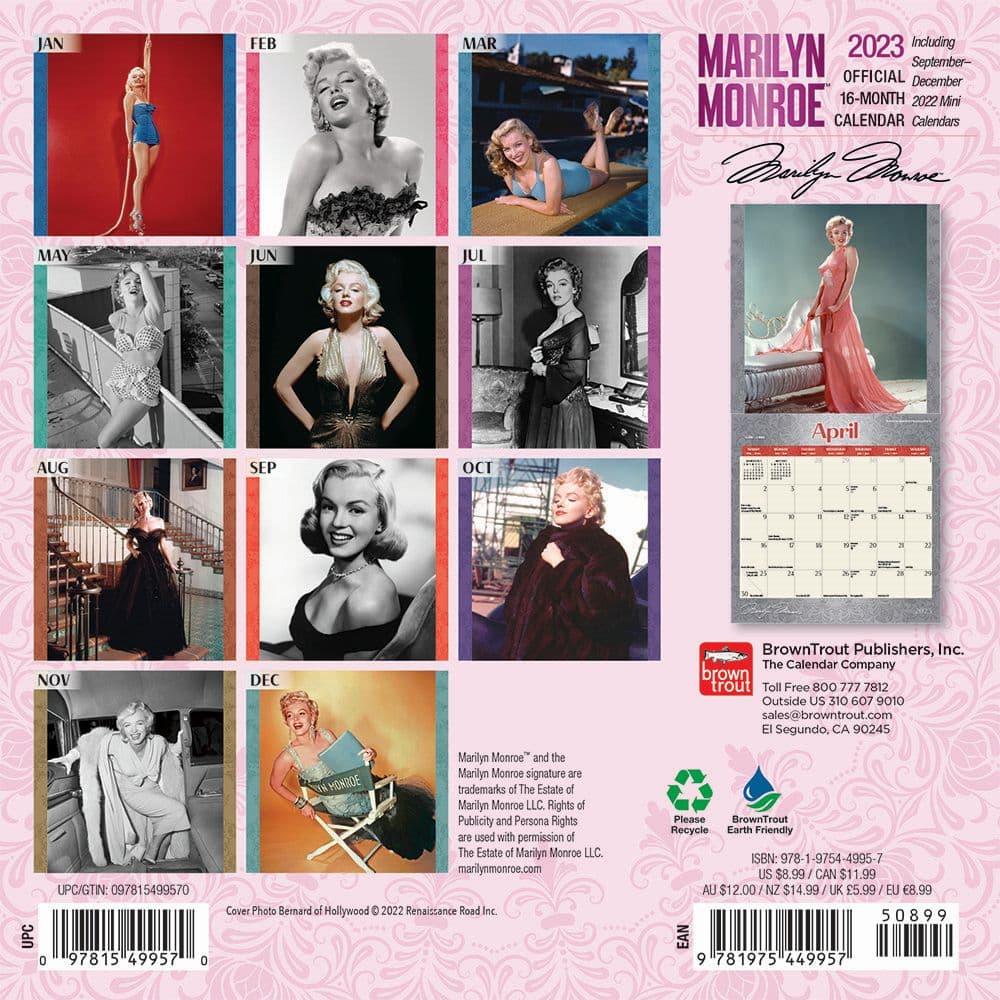 Marilyn Monroe 2023 Mini Calendar - Calendars.com