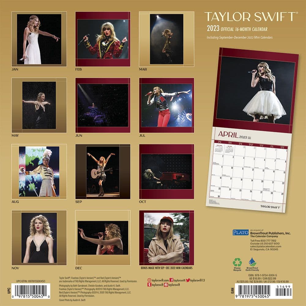 Taylor Swift Plato 2023 Wall Calendar - Calendars.com