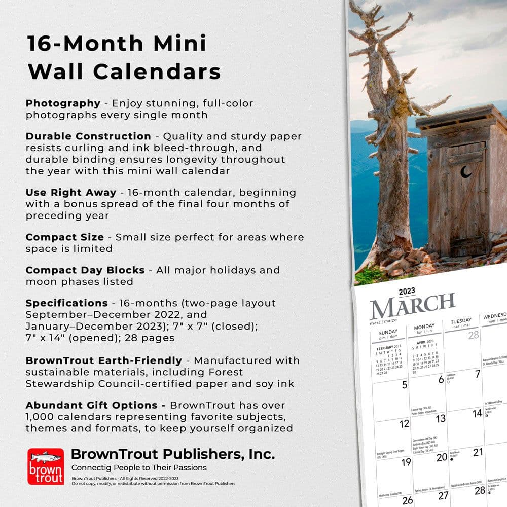 Outhouses 2023 Mini Wall Calendar 7x7 - Calendars.com