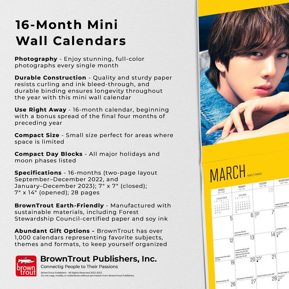 BTS 2023 Mini Wall Calendar - Calendars.com