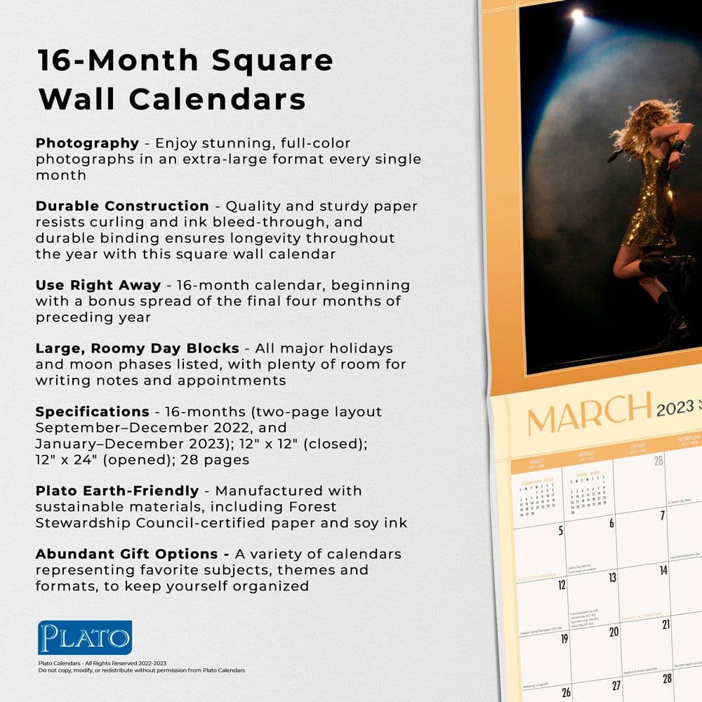 Taylor Swift Plato 2023 Wall Calendar - Calendars.com