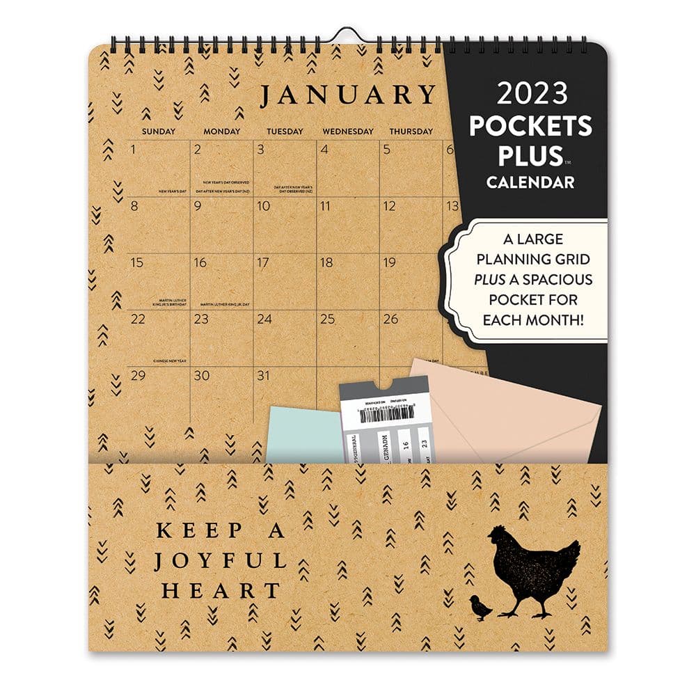 Kraft Farmhouse 2023 Pockets Plus Calendar Calendars
