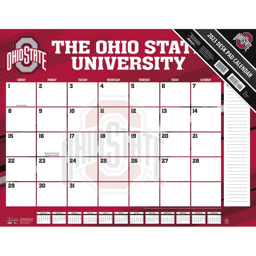 Ohio State Buckeyes 2023 Desk Pad Calendar - Calendars.com