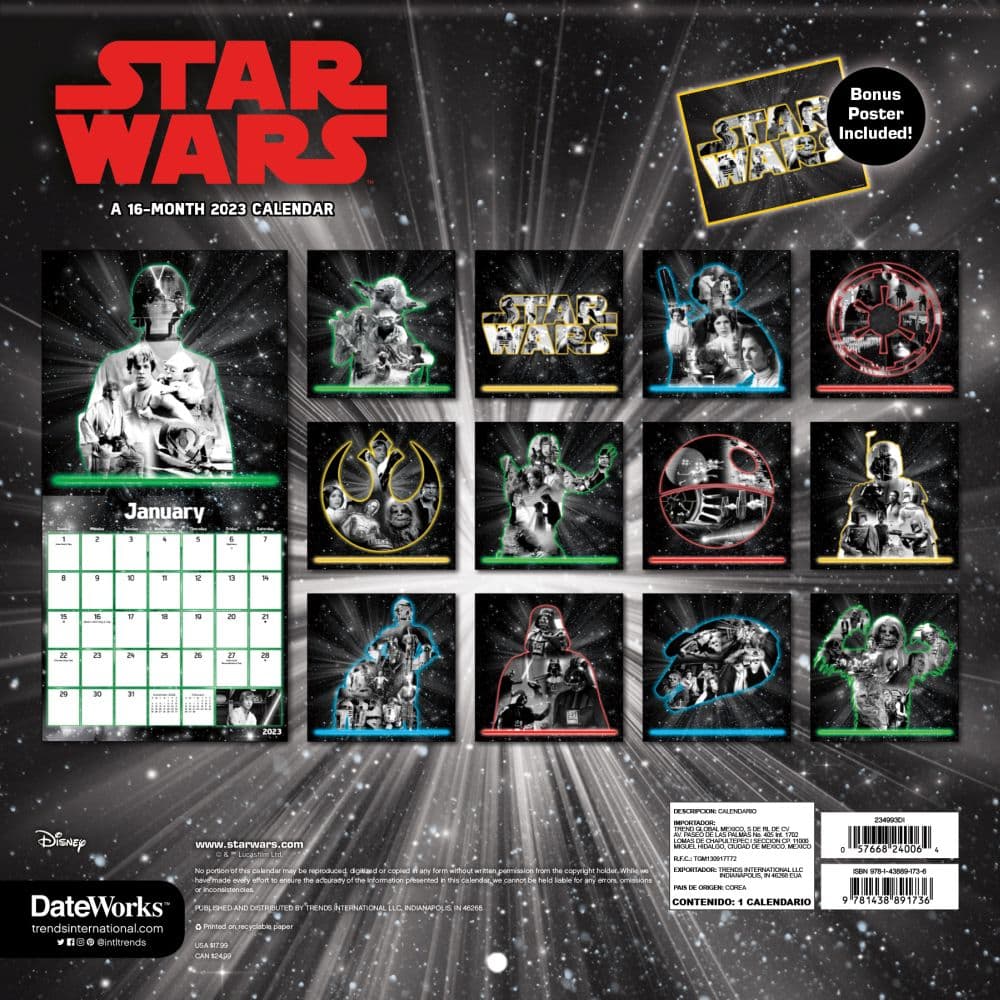 Star Wars Wall Calendar 2023 - Captain Printable Calendars