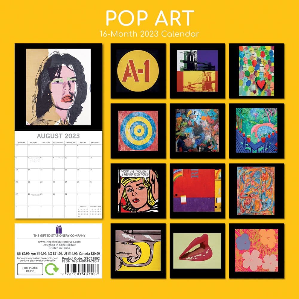 Pop Art 2023 Wall Calendar - Calendars.com Pop Art 2023 Wall Calendar - Calendars.com