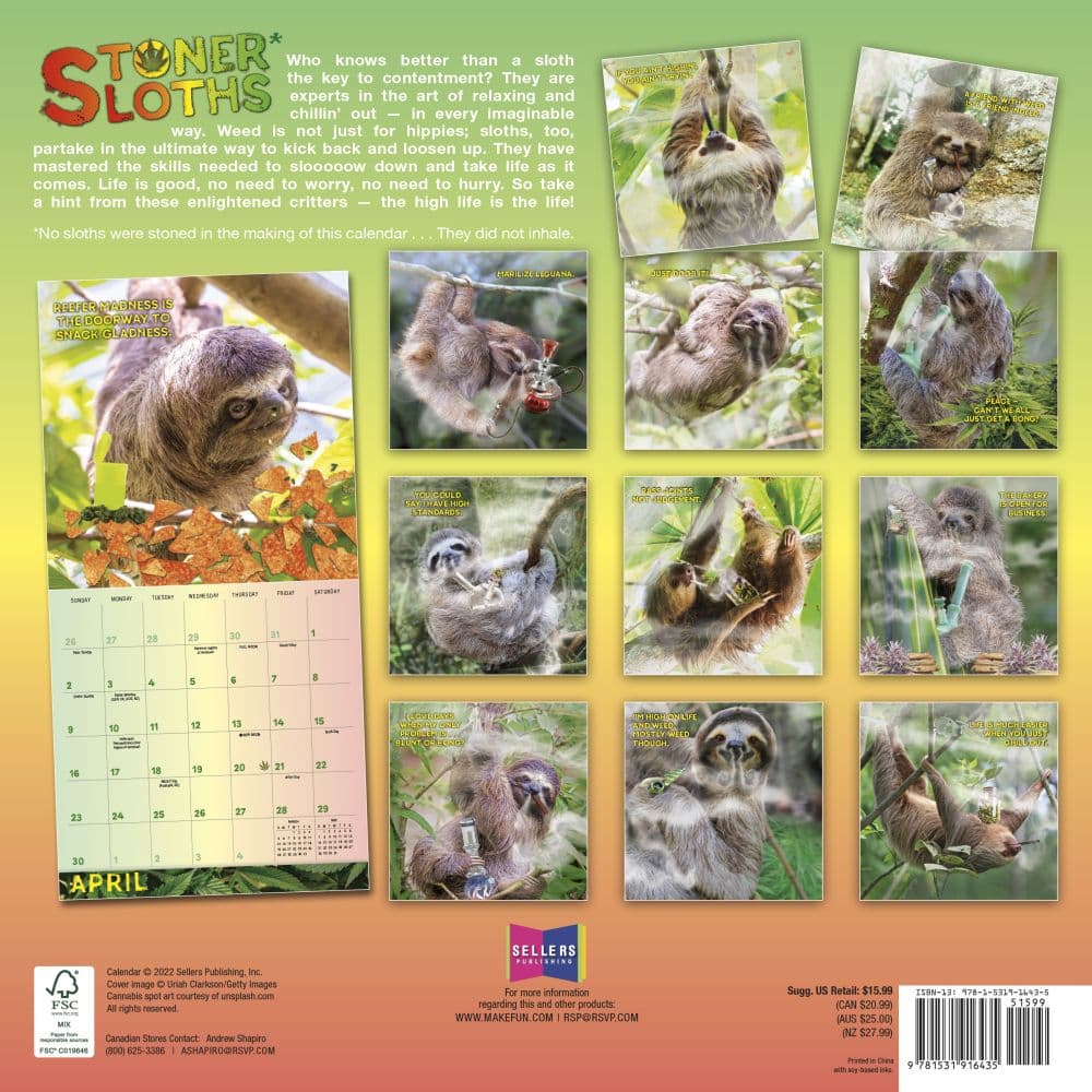 stoner-sloths-2023-wall-calendar-calendars-com