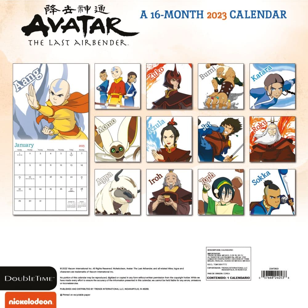 Avatar Last Airbender 2023 Wall Calendar - Calendars.com Avatar Last Airbender 2023 Wall Calendar - Calendars.com