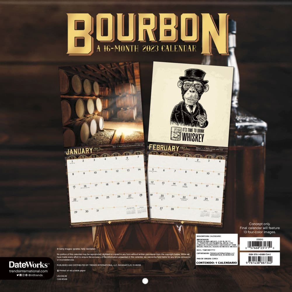 Bourbon 2023 Wall Calendar