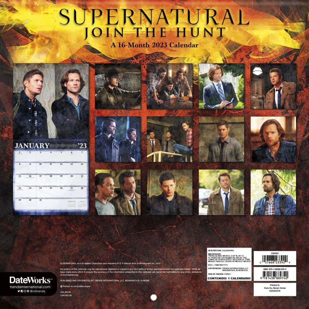 Supernatural 2023 Wall Calendar