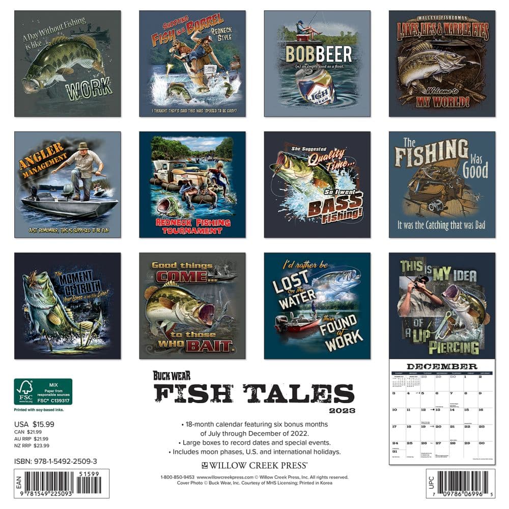 Fishing Tales Buck Wear 2023 Wall Calendar - Calendars.com Fishing Tales Buck Wear 2023 Wall Calendar - Calendars.com
