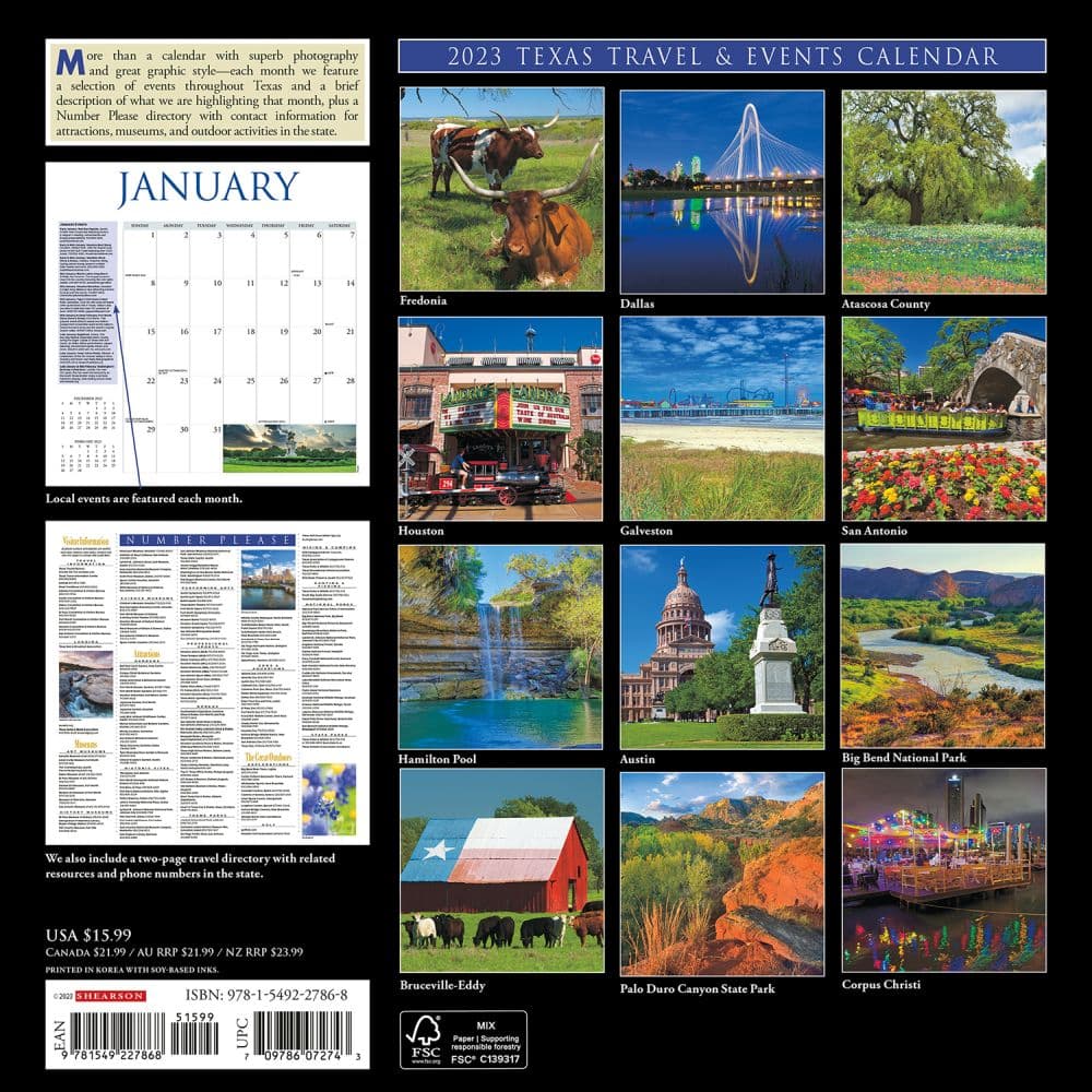 Texas Travel & Events 2023 Wall Calendar