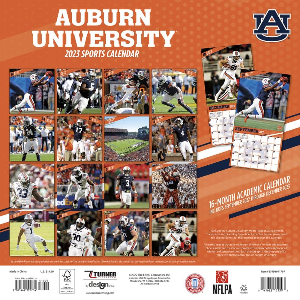 Auburn Tigers 2023 Wall Calendar - Calendars.com