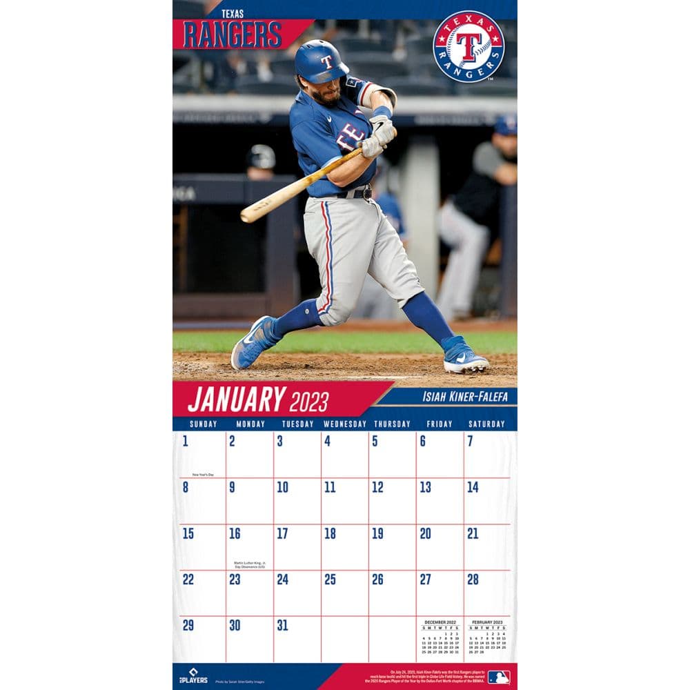 MLB Texas Rangers 2023 Wall Calendar