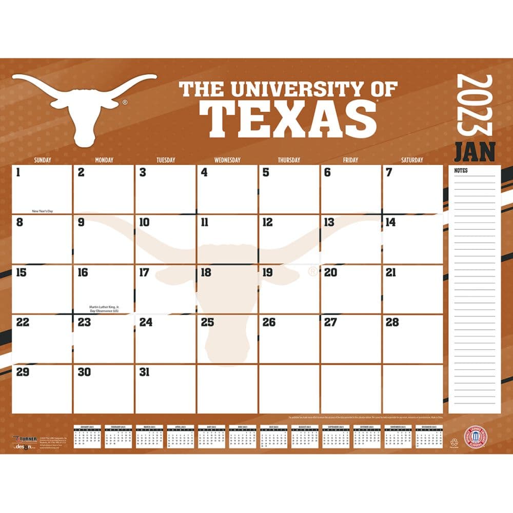 Texas Longhorns 2023 Desk Pad Calendar