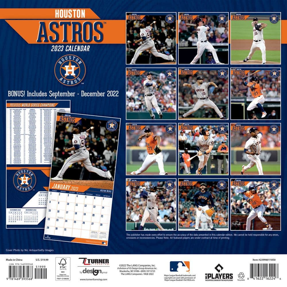 MLB Houston Astros 2023 Wall Calendar