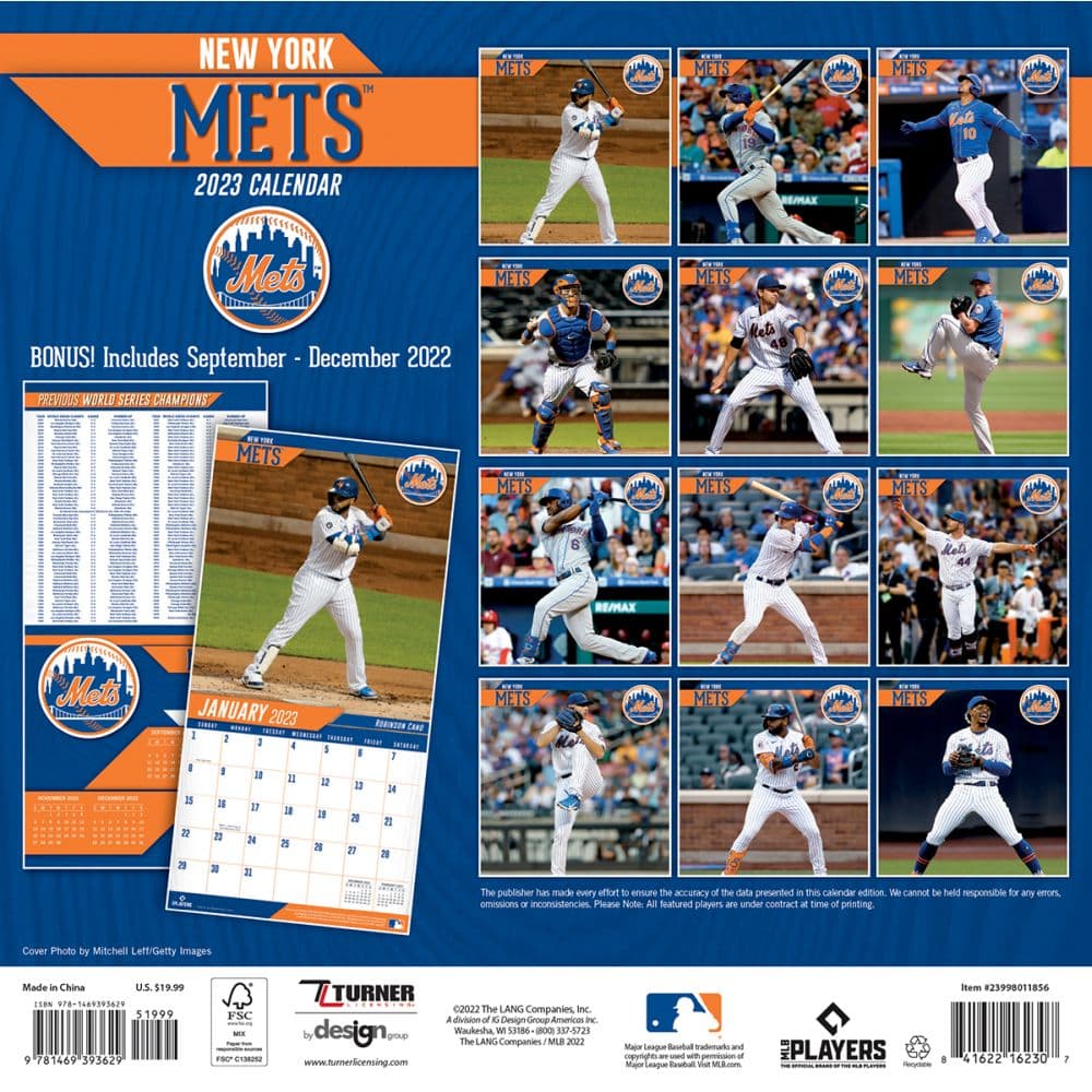 MLB New York Mets 2023 Wall Calendar
