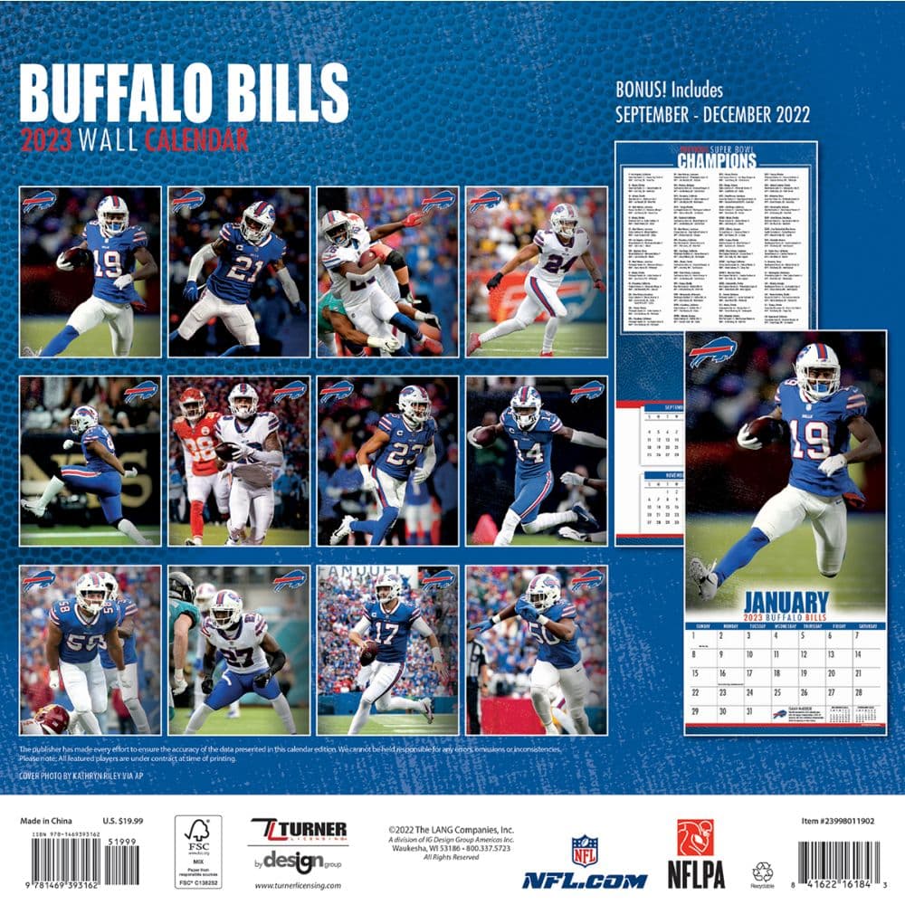 NFL Buffalo Bills 2023 Wall Calendar - Calendars.com NFL Buffalo Bills 2023 Wall Calendar - Calendars.com