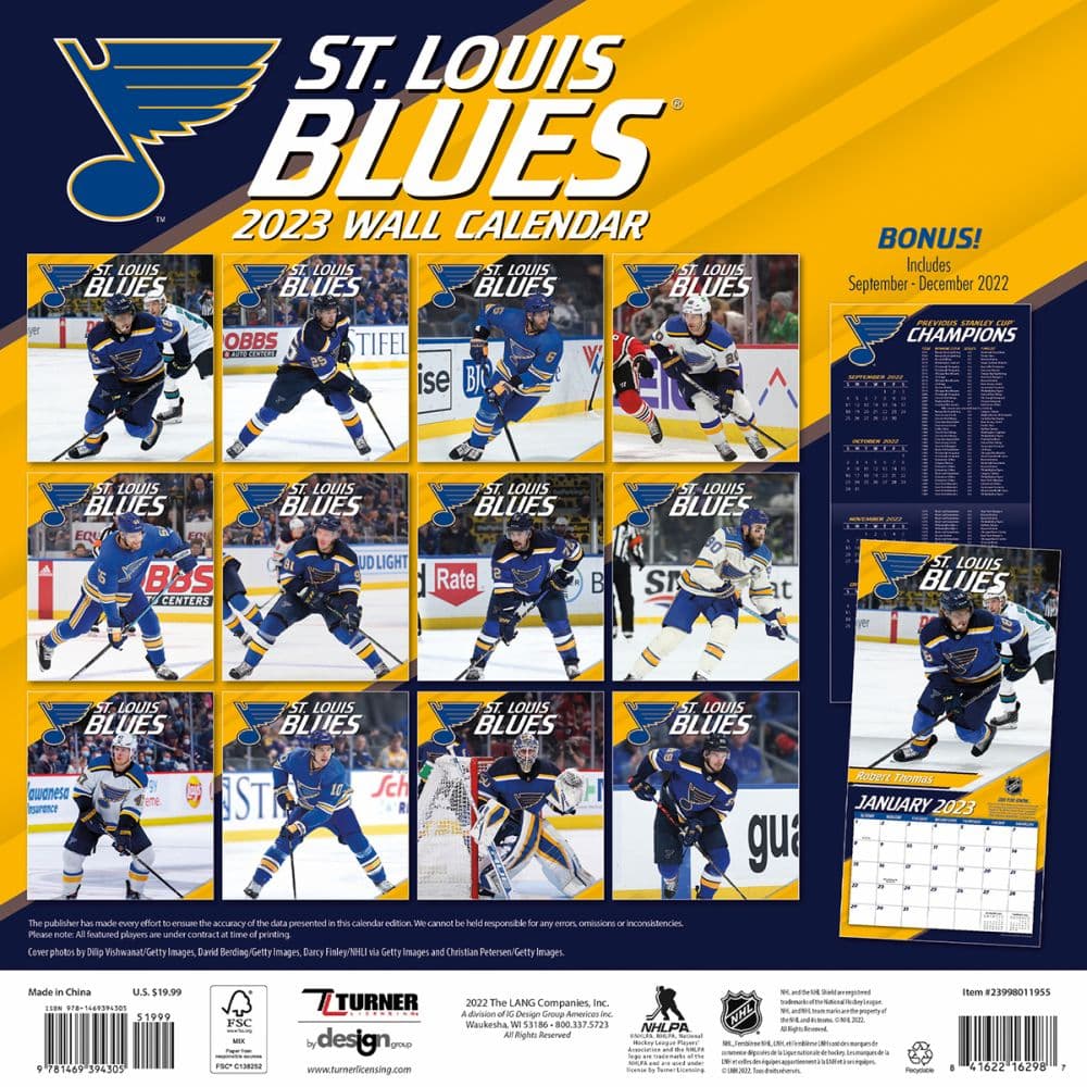 NHL St Louis Blues 2023 Wall Calendar - Calendars.com NHL St Louis Blues 2023 Wall Calendar - Calendars.com