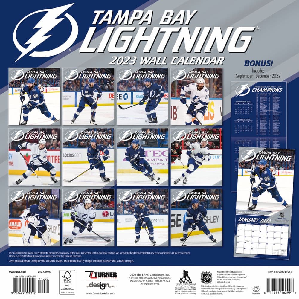 NHL Tampa Bay Lightning 2023 Wall Calendar 