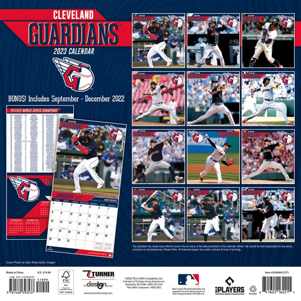 MLB Cleveland Guardians 2023 Wall Calendar Calendars