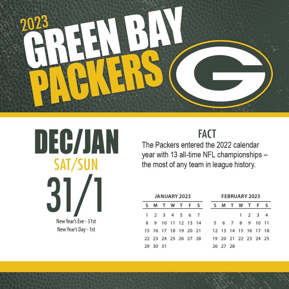 : TURNER SPORTS Green Bay Packers 2022 Box Calendar