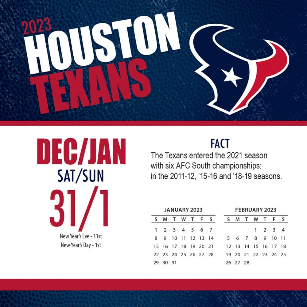 Houston Texans 2023 Desk Calendar