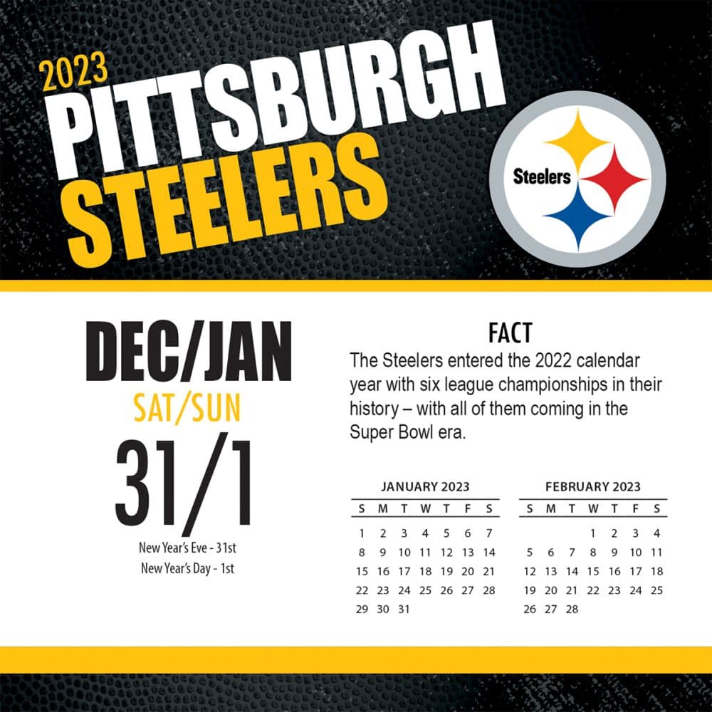 Pittsburgh Steelers 2023 Desk Calendar - Calendars.com pittsburgh-steelers-2023-desk-calendar-calendars-com