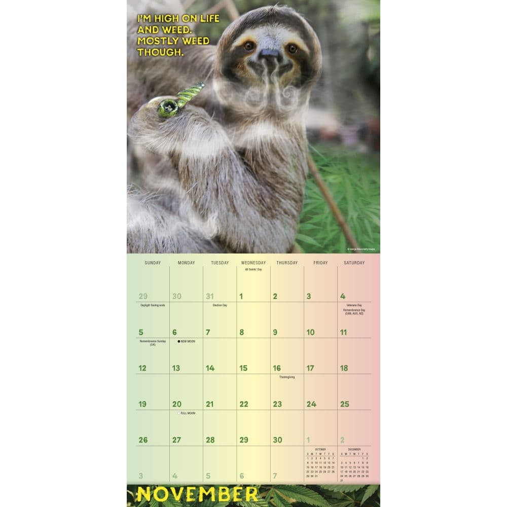 Stoner Sloths 2023 Wall Calendar