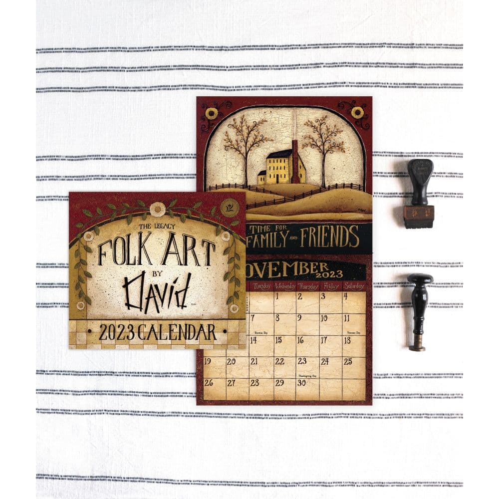 Folk Art by David 2023 Mini Wall Calendar - Calendars.com