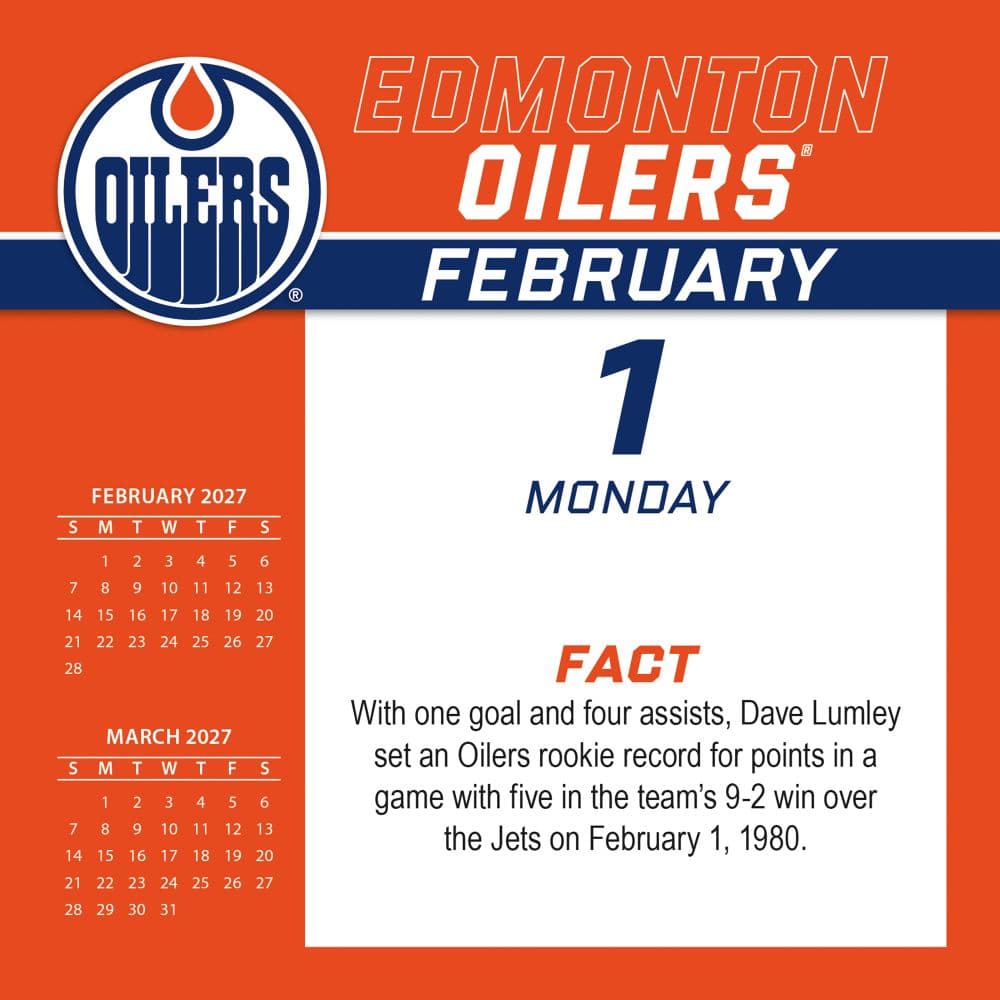 NHL Edmonton Oilers 2027 Desk Calendar Second Alternate Image