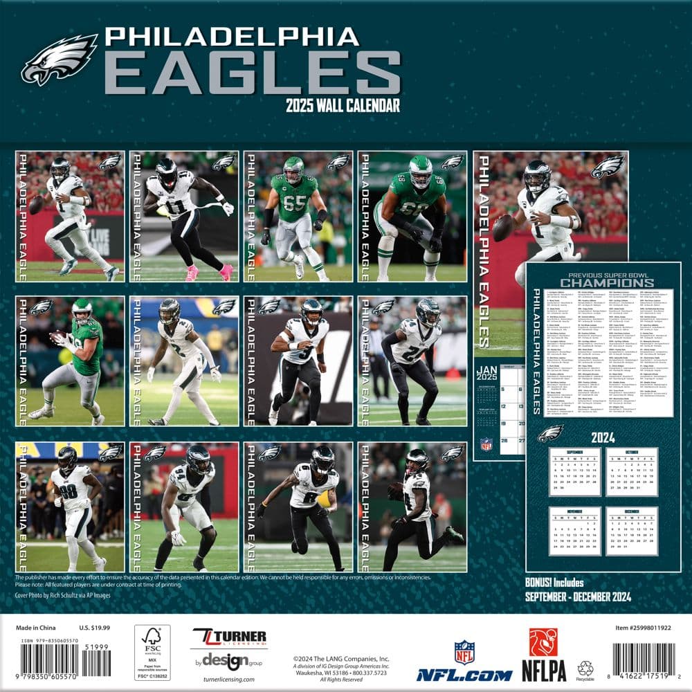 NFL Philadelphia Eagles 2025 Wall Calendar