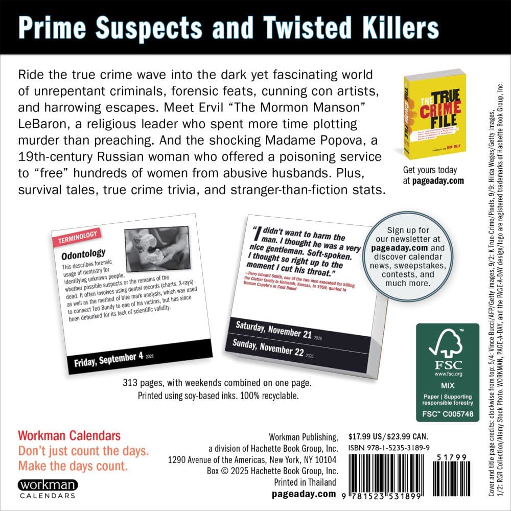 True Crime 2026 Desk Calendar First Alternate Image