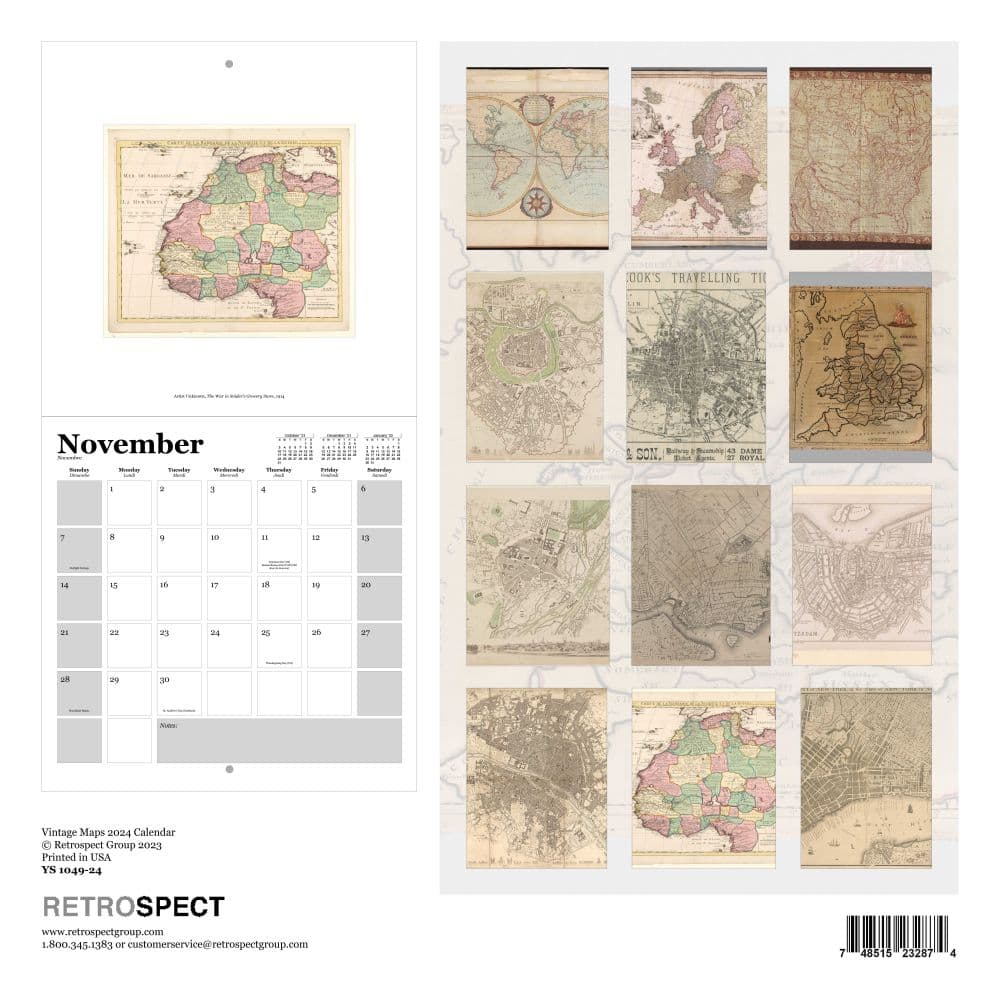 Vintage Maps 2024 Wall Calendar First Alternate Image width=&quot;1000&quot; height=&quot;1000&quot;