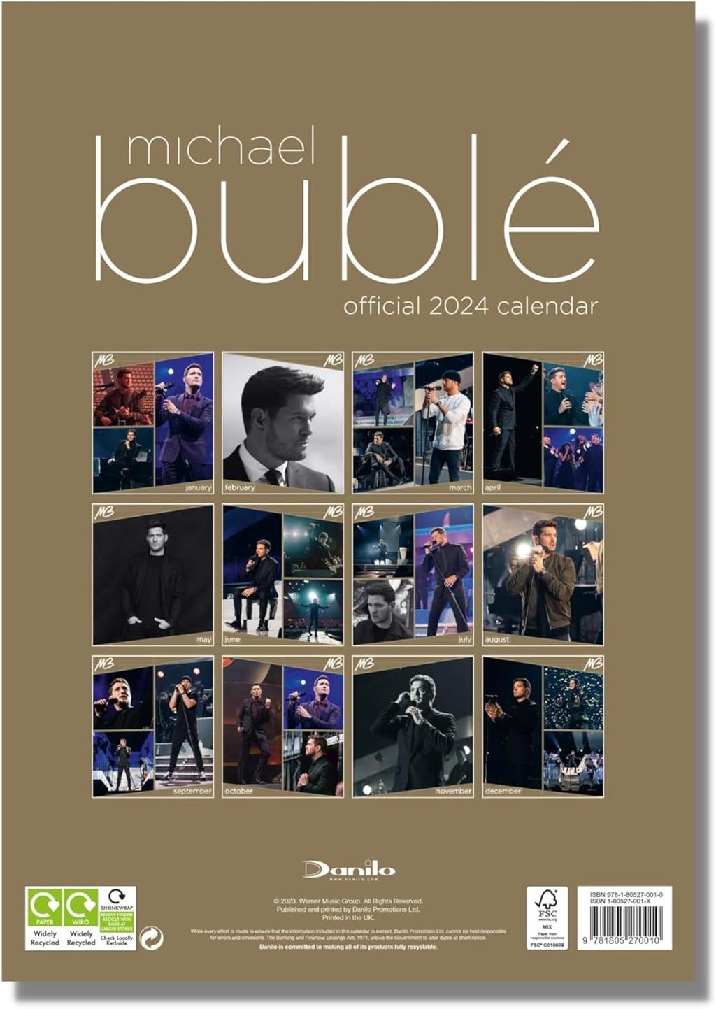 Michael Buble Poster 2024 Wall Calendar back