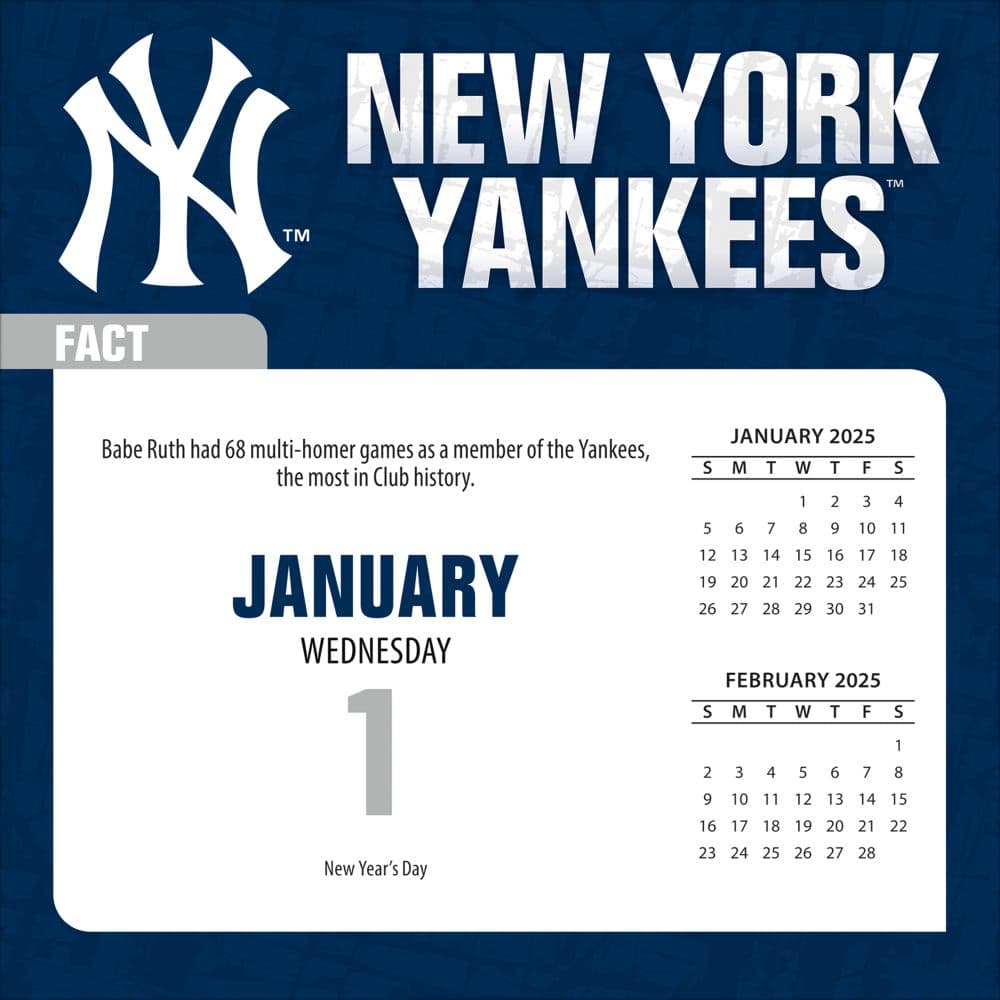 MLB New York Yankees 2025 Desk Calendar First Alternate Image