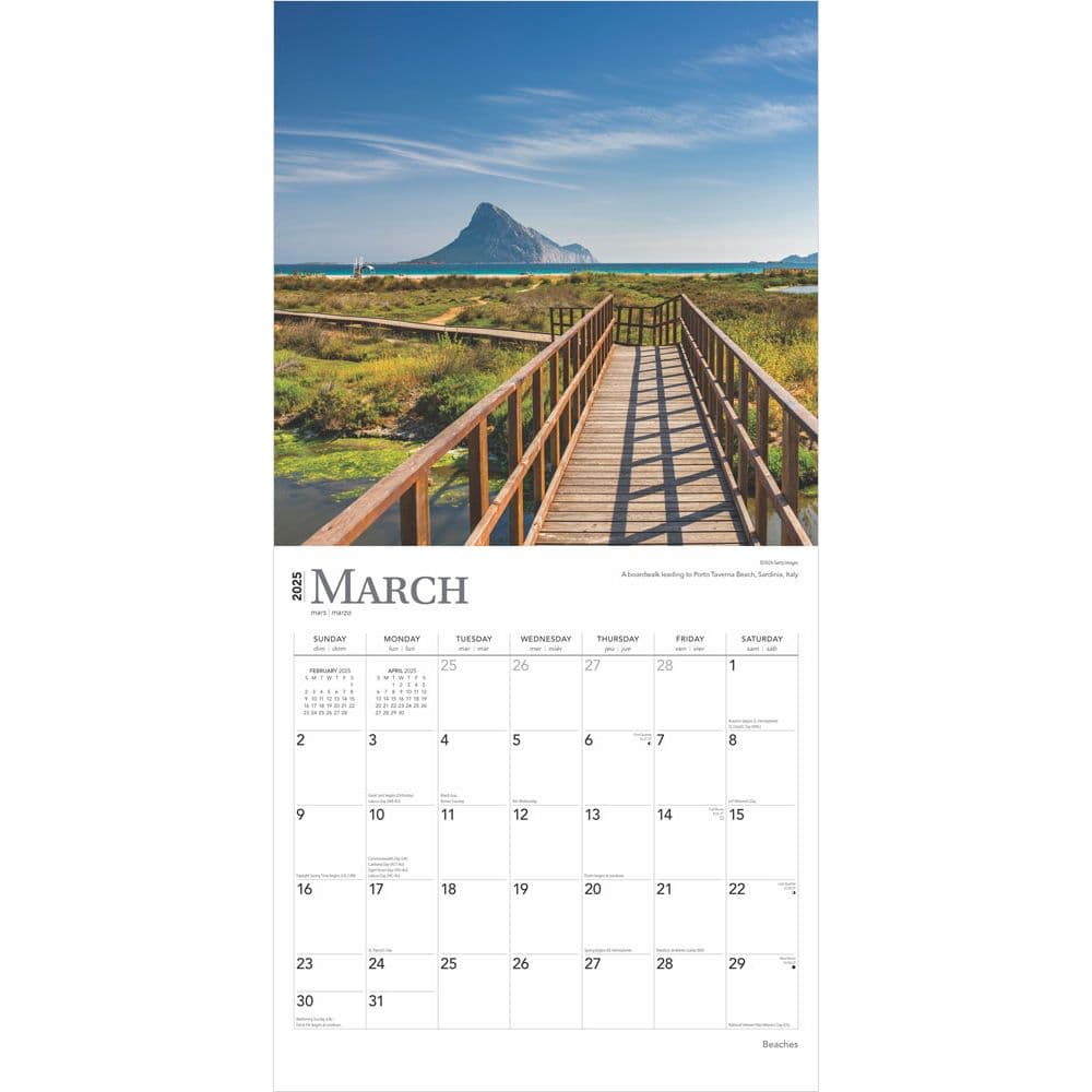 Beaches 2025 Wall Calendar