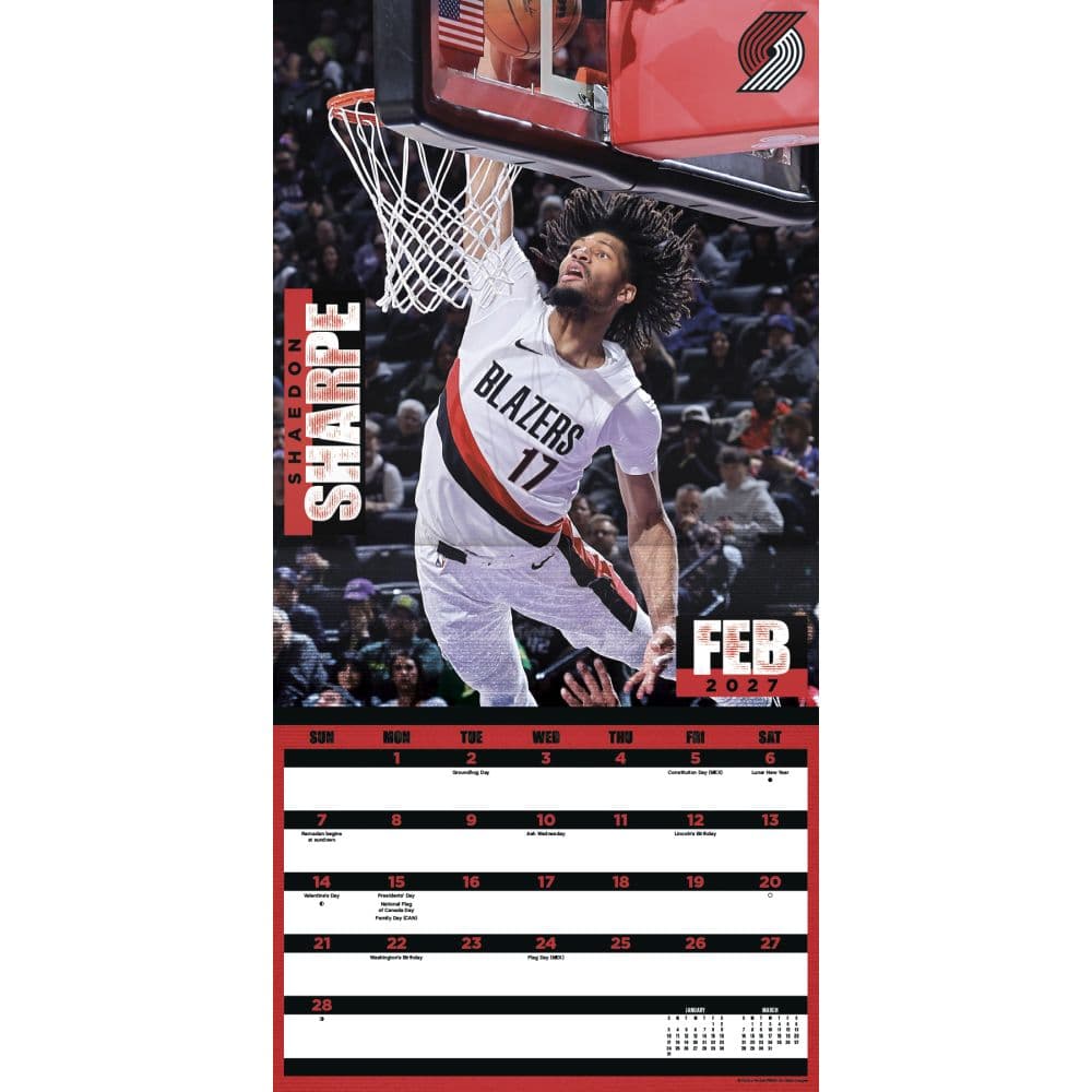 NBA Dunks 2027 Wall Calendar Third Alternate Image