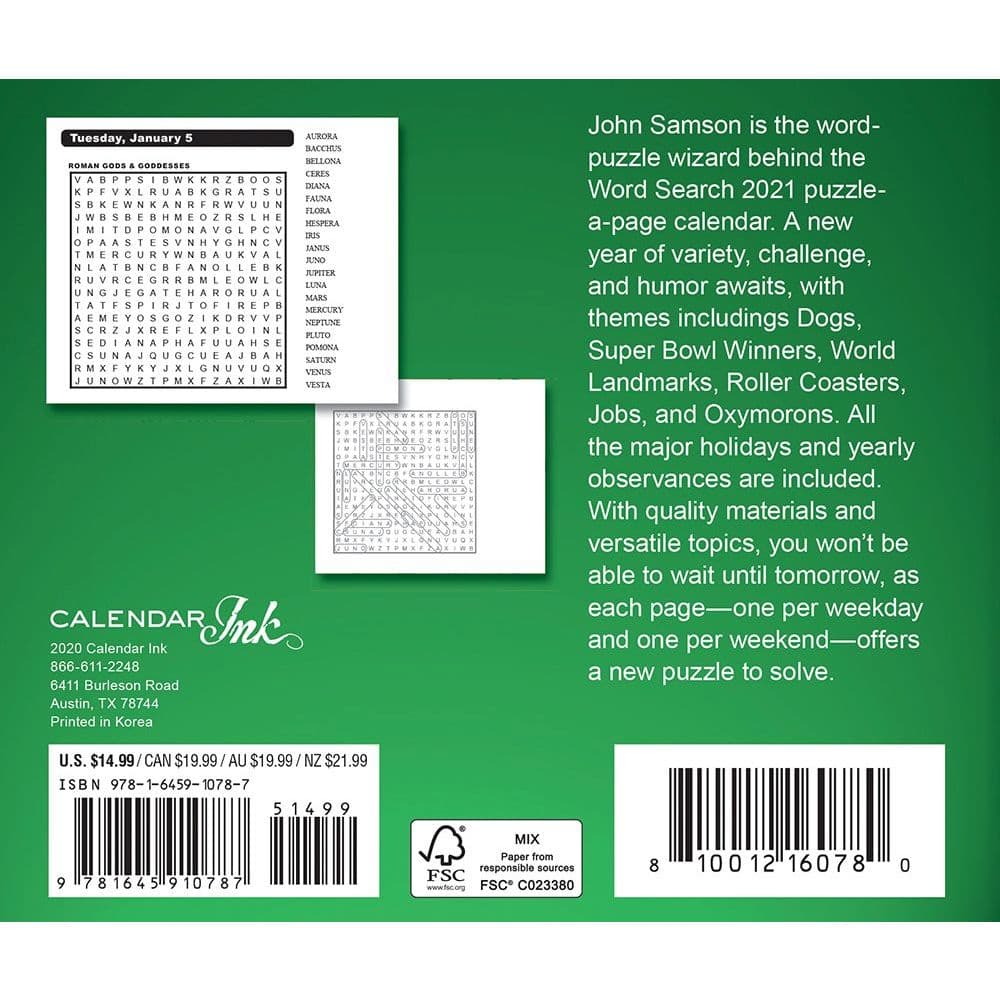 Word Search Desk Calendar Calendars Com