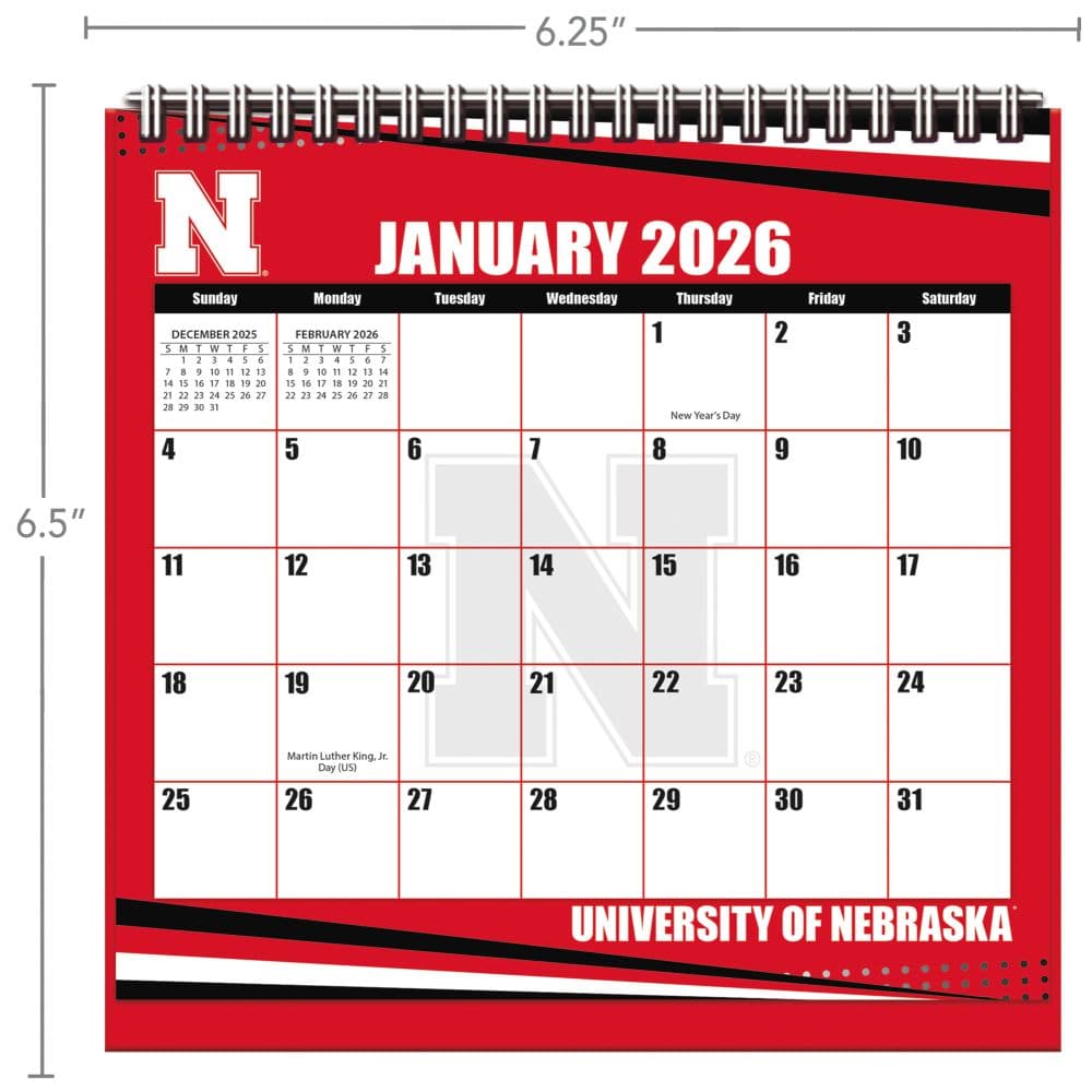 Nebraska Cornhuskers 2026 Easel Desk Calendar Third Alternate Image