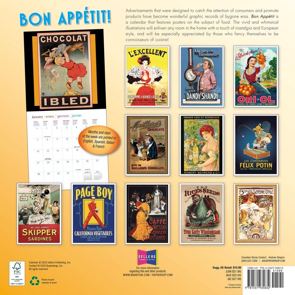 Bon Appetit 2024 Wall Calendar