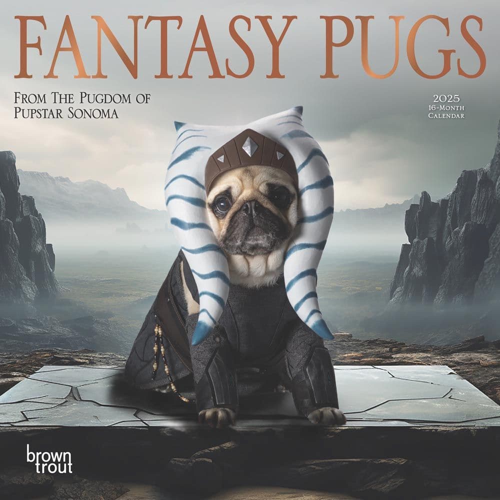 Fantasy Pugs 2025 Mini Wall Calendar