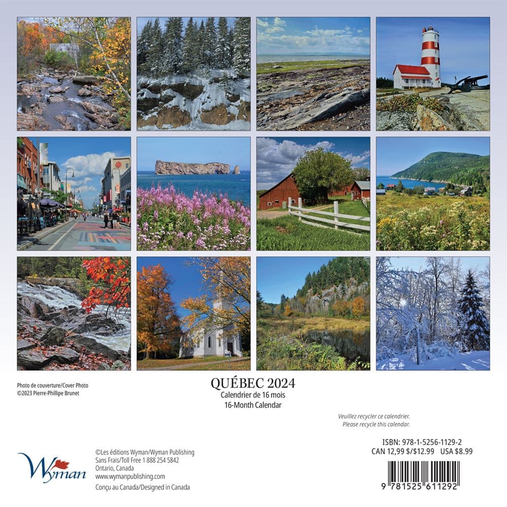 Quebec 2024 Mini Wall Calendar Alternate Image 1