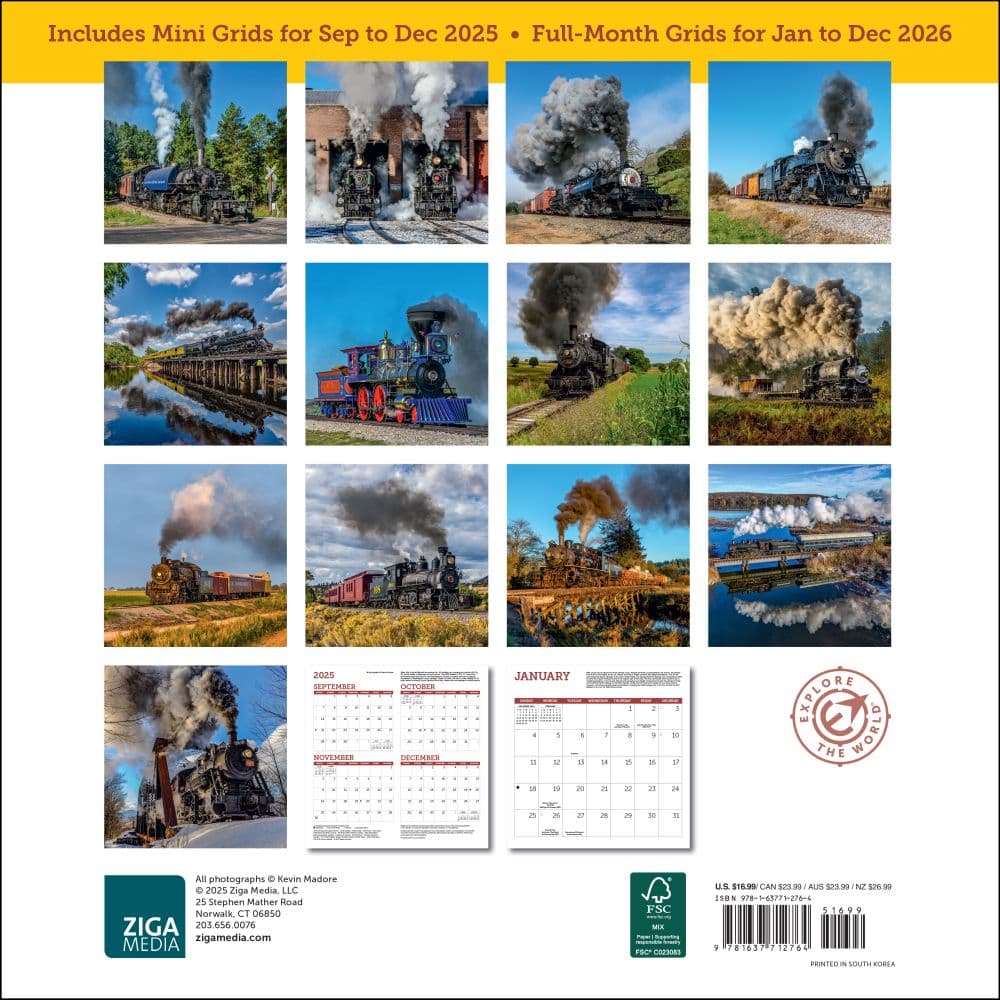 Steam Trains 2026 Wall Calendar First Alternate Image