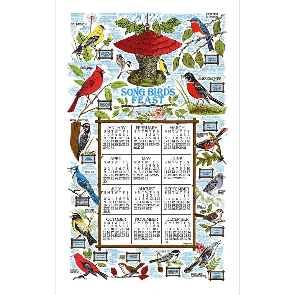 Songbird Feast 2023 Kitchen Towel Calendar