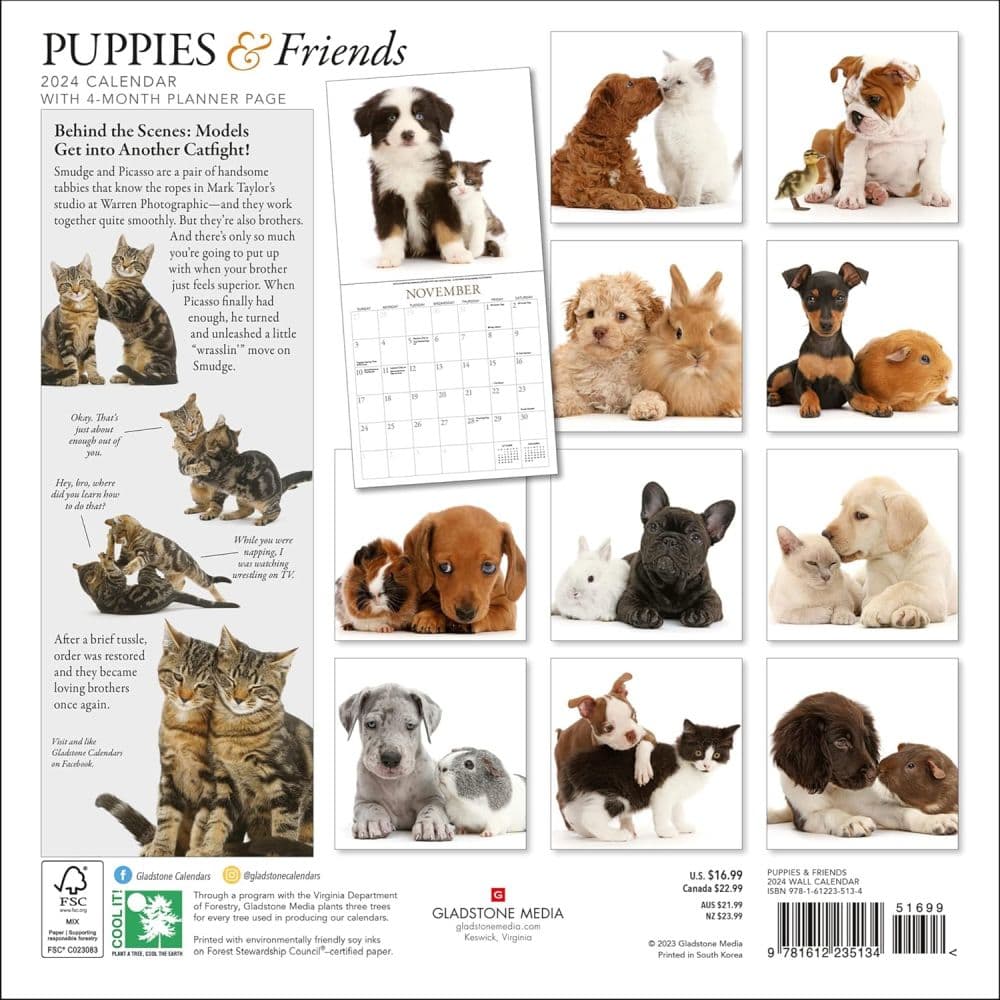 Puppies &amp; Friends 2024 Wall Calendar First Alternate Image width=&quot;1000&quot; height=&quot;1000&quot;