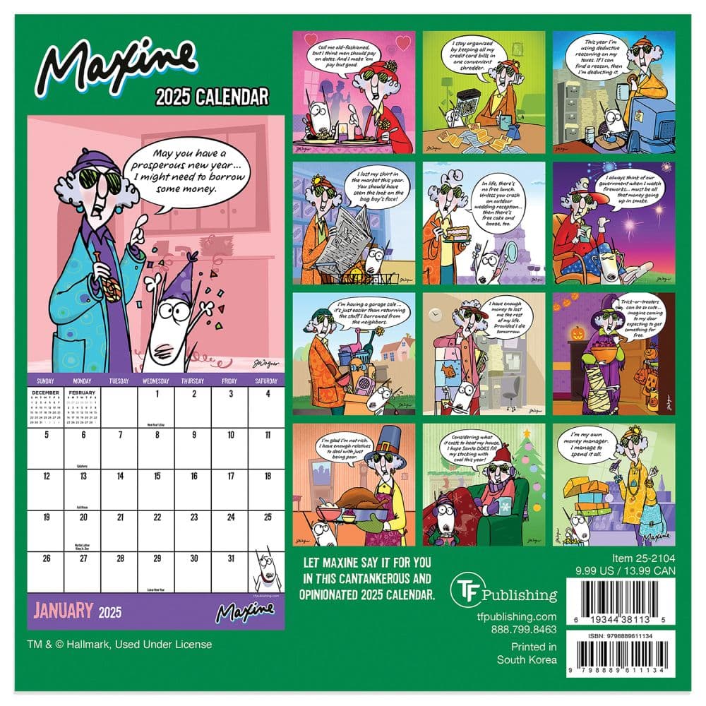 Maxine 2025 Mini Wall Calendar