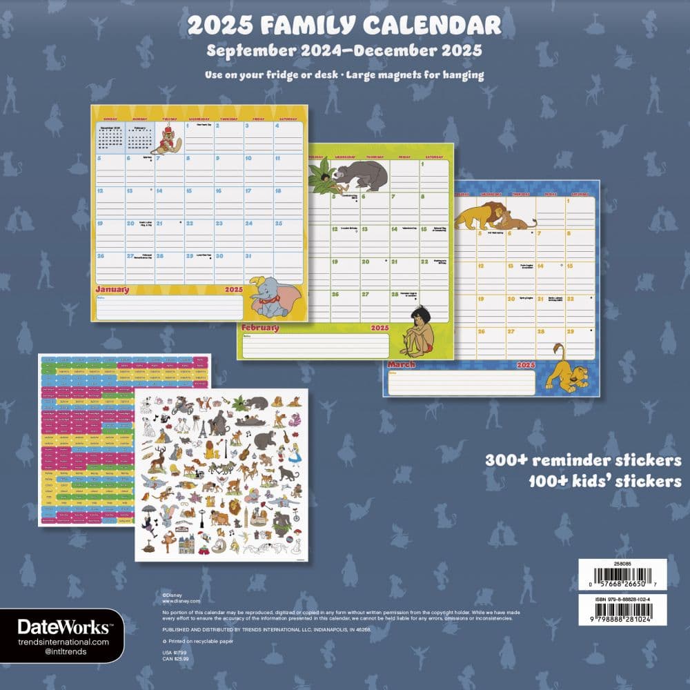 Disney Classic 2025 Magnetic Wall Calendar Alt3