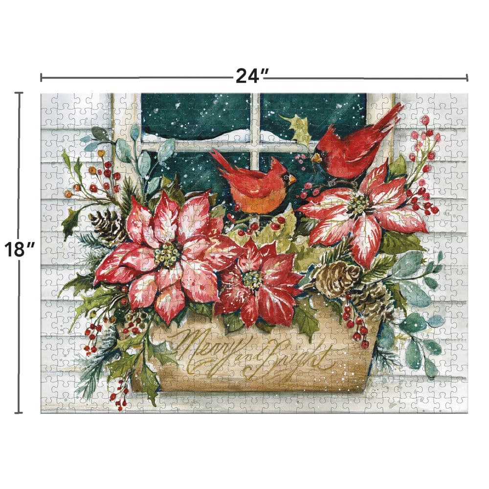 Poinsettia Window 500 Pc Puzzle image measured